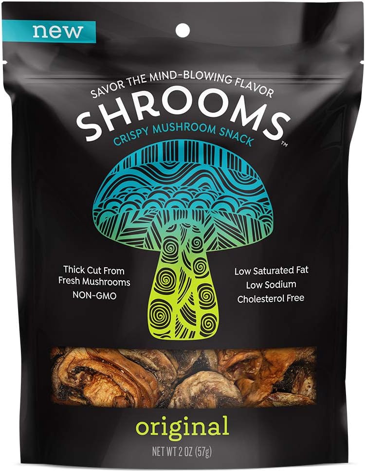 Shrooms Vegan Mushroom Crisps | Superfood Snack Made with Fresh Mushrooms | Non-GMO, Dairy, Gluten, Soy, and Trans Fat Free | Original