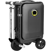 ZWJABYY Rideable Smart Suitcase 20L Carry-On Electric Luggage Smart Riding Scooter Suitcase,Ride on Scooter Luggage for Adult, Waterproof and Lightweight,with USB Port,TSA Lock A-Black