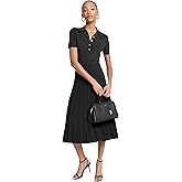 Michael Kors Womens Fit and Flare Midi Polo Dress