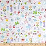 Flannel Hearts & Flowers White Fabric By The Yard