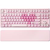 YUNZII B87 Wireless Mechanical Keyboard,QMK/VIA Programmable,TKL Layout 87 Keys,BT/2.4G/USB-C,Hot Swap Gasket Mount RGB Backlit Gaming with Wrist Rest for Win/Mac (Pink, Milk V2)