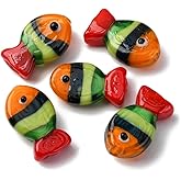 DanLingJewelry 20Pcs Colorful Handmade Fish Lampwork Beads Glass Cute Ocean Animals Spacer Beads for Bracelets Necklace Making Crafts