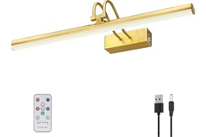 RAIFOOLLY Picture Light,Picture Lights for Wall Cordless,16" Picture Lights with Timer and Dimmable,Battery Wall Lights for Display Gallery Painting Art Frame Portrait-Plated Gold