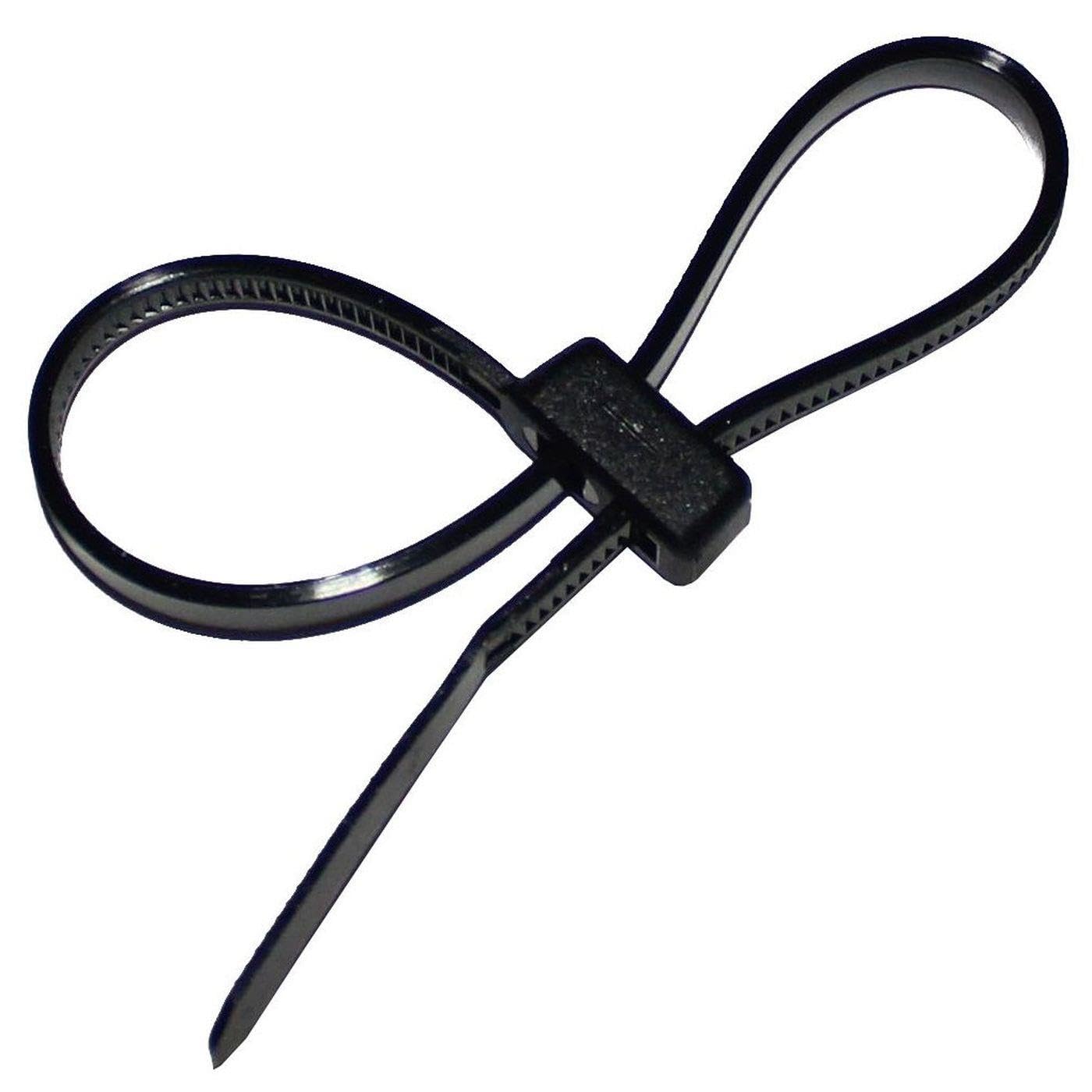 100x Cable tie Double Loop 200 x 4,8mm Black ; Twin