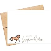 Personalized Horse Stationary Note Card Set, Custom Thank You Note for Letter Writing, Equestrian Gift