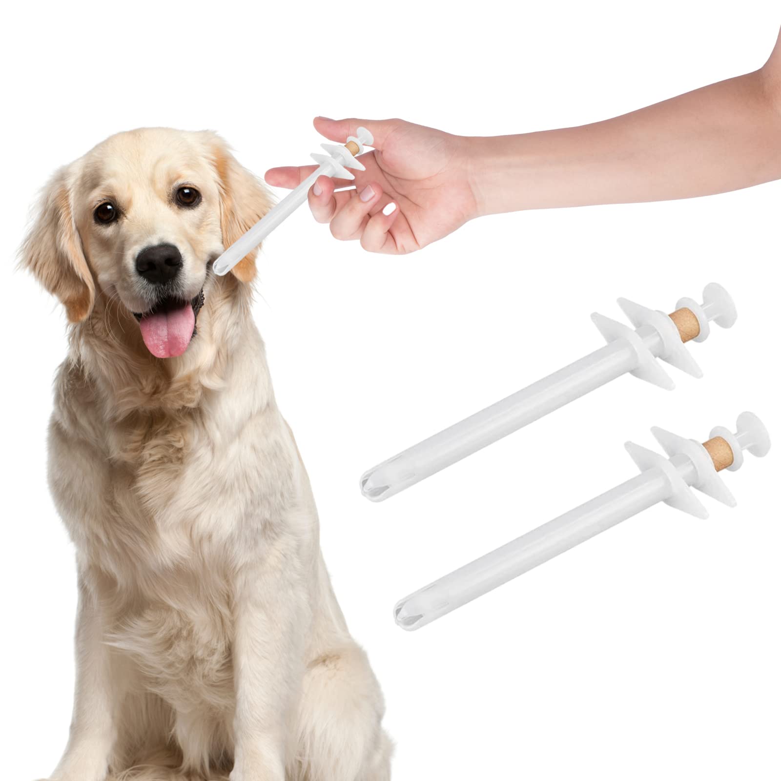 2 Piece Plastic Pet Pill Poppers Cat Pill Dispenser Dog Pill Dispenser Pill Popper for Cats Lightweight and Durable Dog Pill Popper Medical Tablet Feeding Tool Pill Popper for Dogs and Large Cats