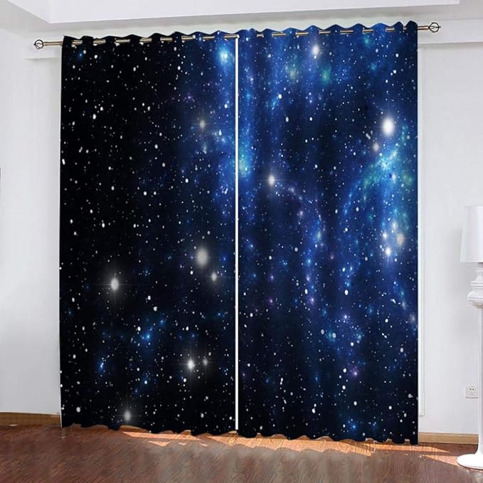 ZZZXX Cortina Universo Estrellado Azul 70X160cm Cortinas Opacas De