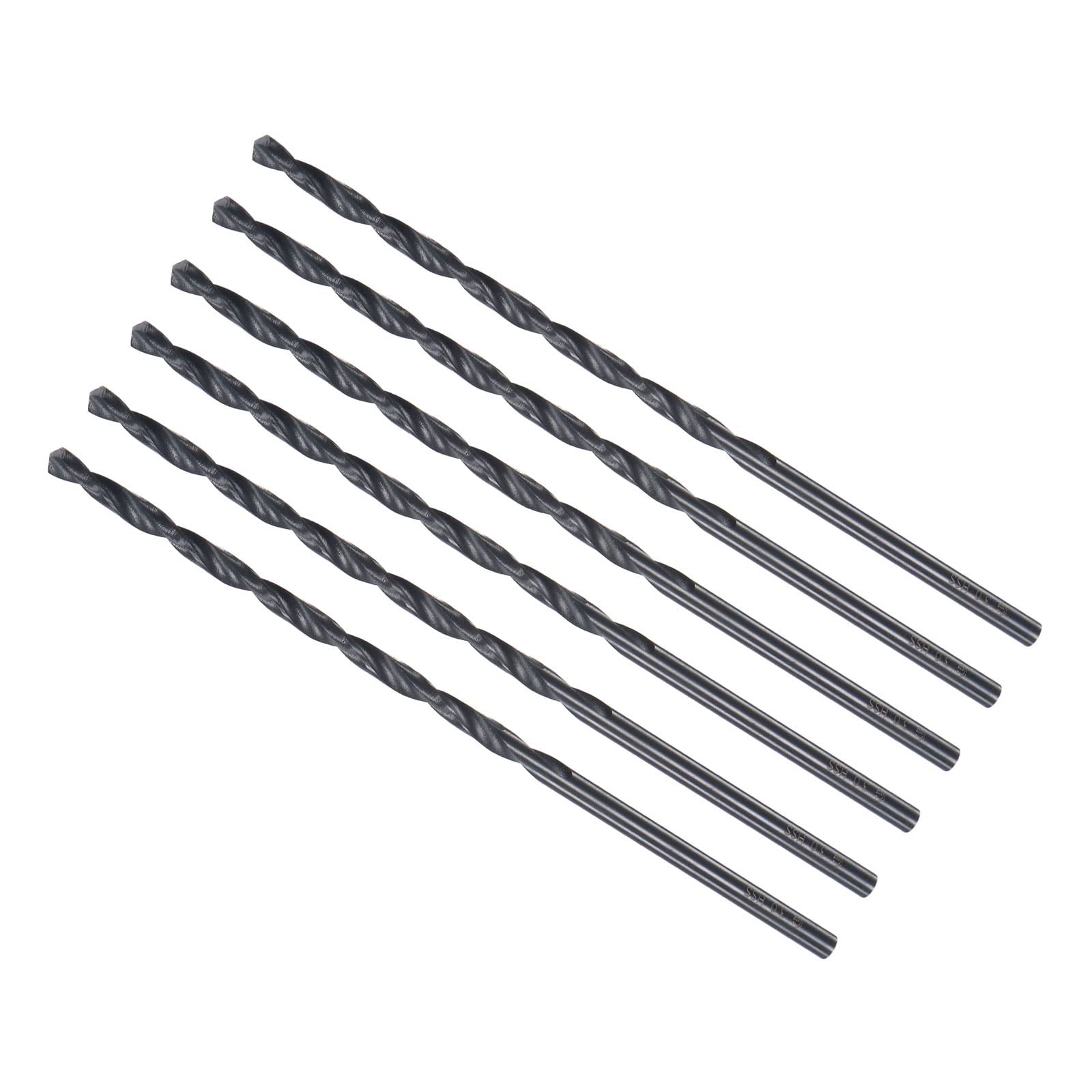 CoCud Twist Drill Bits, 3mm Drilling Diameter, Black Oxide High Speed Steel Extra Long Straight Shank - (Applications: for Stainless Steel Alloy Metal), 6-Pieces
