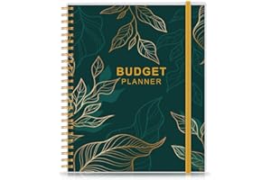 GETVOW Budget Planner - Monthly Budget Book with Expense Tracker Notebook, Undated 12 Month Bill Organizer & Finance Planner to Manage Your Money, Account Book with Colorful Tabs, 8" x 9.5", Green Leaf