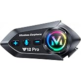 Motorcycle Helmet Bluetooth Headset 2 Way Intercom 550 Yards,HIFI Sound,Noise Cancellation,Music Share,1000mAh,Helmet Speakers Headphones FM,Easy to Connect/Use with Gloves,Waterproof,Voice Assistant