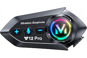 ELIKIDSTO Motorcycle Helmet Bluetooth Headset 2 Way Intercom 550 Yards,HIFI Sound,Noise Cancellation,Music Share,1000mAh,Helmet Speakers Headphones FM,Easy to Connect/Use with Gloves,Waterproof,Voice Assistant