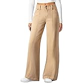 Sidefeel Women's Wide Leg Jeans High Waisted Stretchy Straight Leg Jeans Trendy Seamed Front Loose Denim Pants