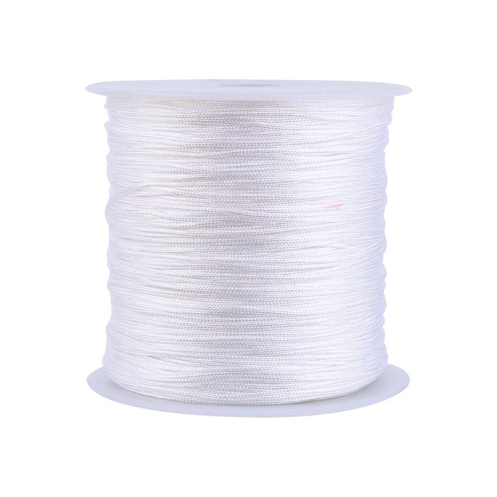 Chinese Knot Cord, 100M x 0.8mm Rattail Trim Cord String from Nylon White Chinese Knot Cord Jewelry Making Cord String