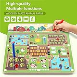 Elloapic Pen Leading Maze Puzzle Interactive Maze Beads Maze on Board Game Eduactional Handcraft Toys-Square - Great Farmer in his Farm