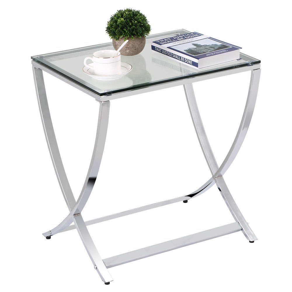 UNB Tempered Glass Coffee Table Accent Cocktail Side Table