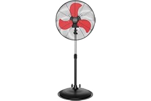 FANNIVERSE 20 Inch Oscillating Pedestal Fan Pro Series, 3 Speed 5000 CFM High Velocity Metal Standing Fan with Caster, Heavy Duty Industrial Fans for Commercial, Warehouse, Garage - UL Safety Listed