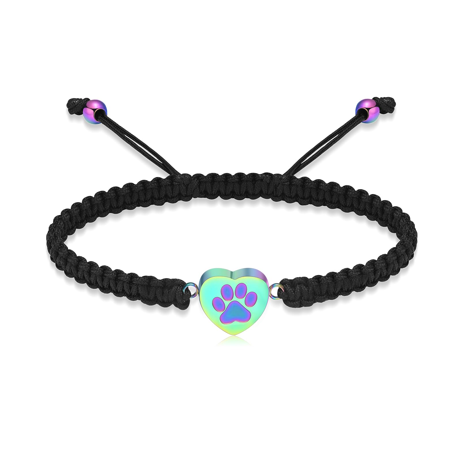 QGJNSGC Cremation Urn Bracelet for Ashes Heart Paw Print Bracelet Memorial Keepsake Jewelry Braided Wristband Bangle Pet Dog Cat Adjustable Bracelet for Women Gift for Pet Ashes