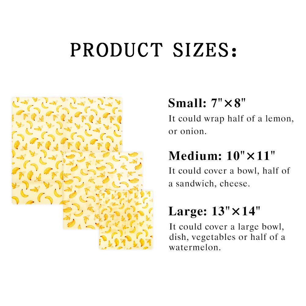 Hsicily Reusable Food Wraps, Eco Friendly Beeswax Wraps Sustainable Plastic Free Food Storage 3 Pcs, for Sandwiches Extra Mesh Produce Bags, Breathable Wraps Handmade, Non-Toxic & Biodegradable