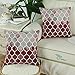 CaliTime Cushion Covers Cushion Cover Pack of 2 Cosy Cushion Covers for Couch Bed Sofa Hand Painted Colourful Geometric Grid Chain Print 45 cm x 45 cm Main Grey Red Burgundy