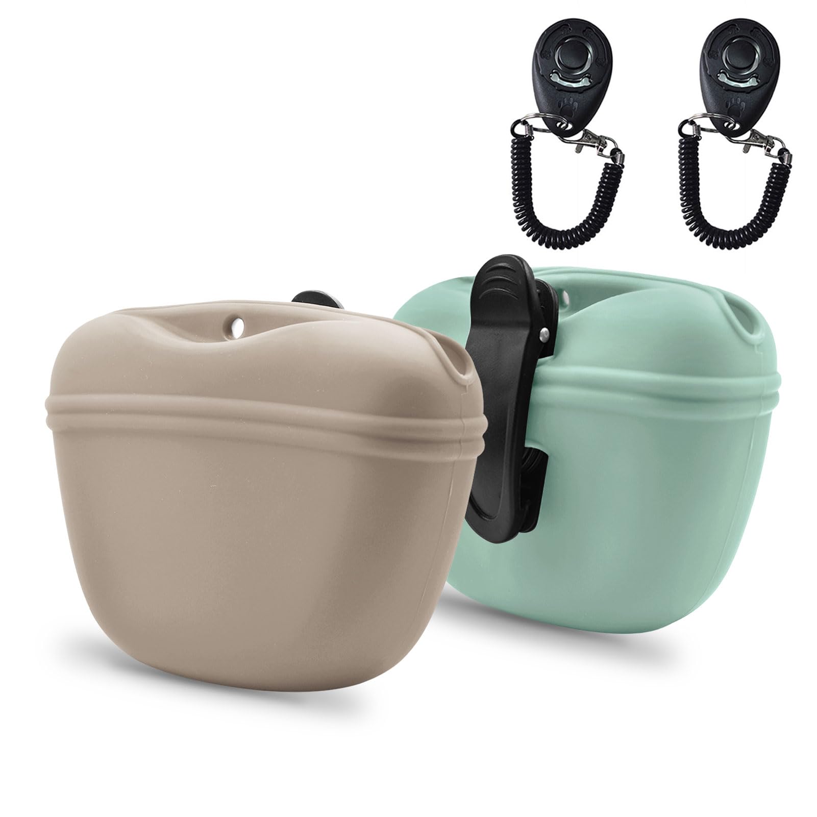 AUDWUD Silicone Dog Treat Pouch,Clip on Portable Training Container,Convenient Magnetic Buckle Closing and Waist Clip,No BPA