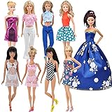 E-TING Handmade Clothing 9 pack Fashion Tops Pants Doll Clothes Stylish Swimsuit Party Gown Dresses Pajamas for Fashionistas Barbie Dolls