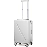 MILADA 20 Inch Carry On Luggage, 22x14x9 Airline Approved Hard Shell Carry On Suitcase with Wheels, TSA Approved Lock, Lightweight Hard Case Travel Luggage, Smoke White