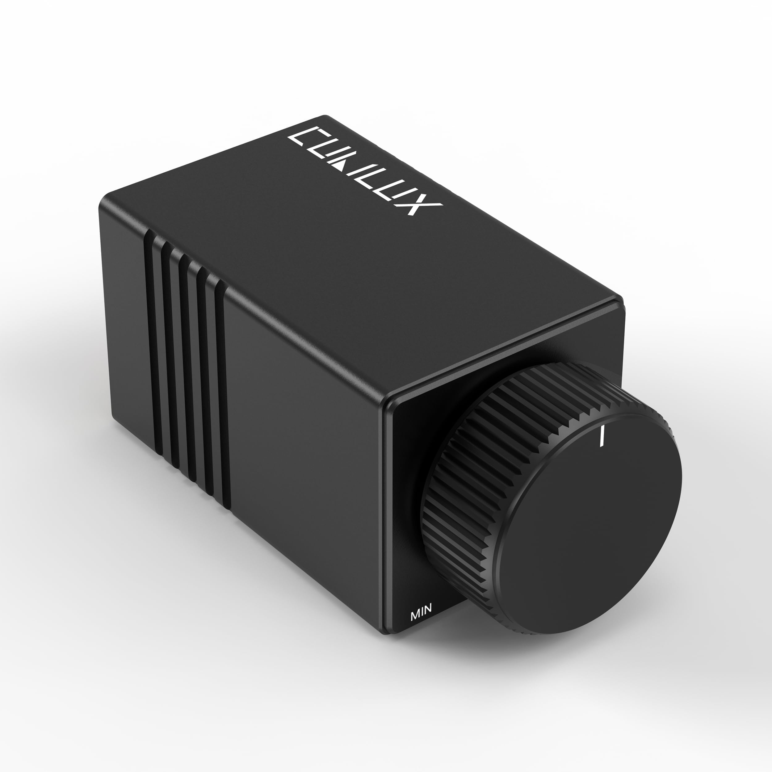 Photo 1 of Cubilux RCA Volume Control Knob, Passive Adjustable Audio Controller for High Precision Volume Attenuation Management with Full Aluminum Alloy Case and ALPS Potentiometer (Black) 3.5mm Output