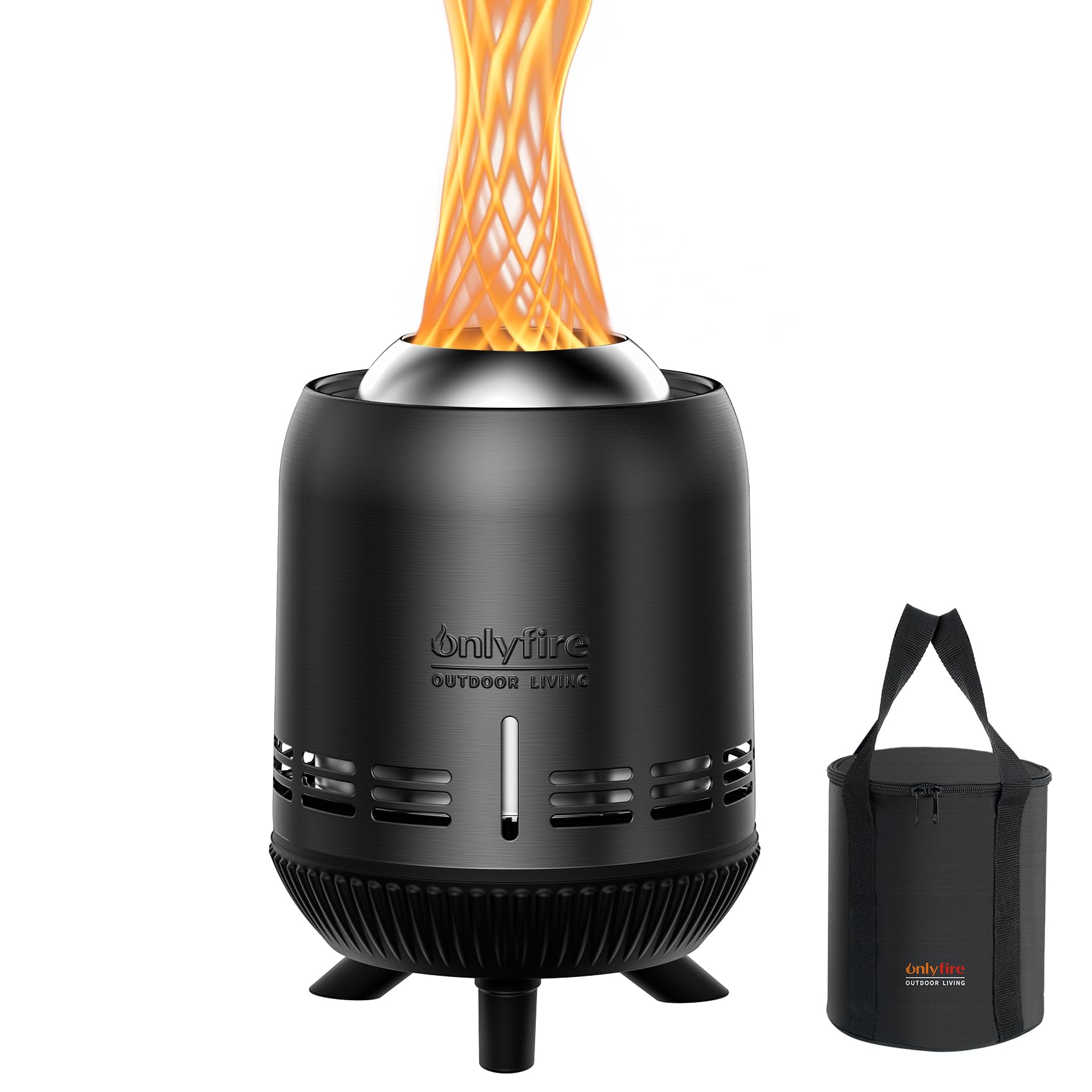 Onlyfire Smokeless Fire Pit with Carrying Bag, Mini Tabletop Fire Pit, Wood&Pellet Burning Fireplace for Outdoor Camping Tailgating Patio Backyard, Black
