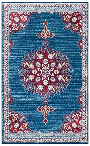 SAFAVIEH Brentwood Collection Accent Rug - 2' x 4', Navy & Burgundy, Medallion…