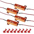 4 PCS Load Resistor,LED Turn Signal Resistor Flasher Adaptor with Wire and Clip,50W 6ohm LED Load Resistors Conversion Kit for Fix LED Bulb Hyper Flash Turn Signal Light Bulb Fast Blink Error Code (4)