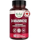Nested Naturals D-Mannose 500mg Caspules with Cranberry Extract, D Mannose Cranberry Pills, Urinary & Bladder Support, 60 Veg