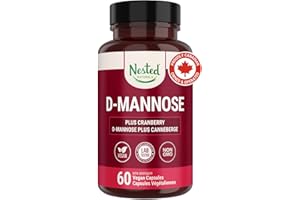 Nested Naturals D-Mannose 500mg Caspules with Cranberry Extract, D Mannose Cranberry Pills, Urinary & Bladder Support, 60 Veg