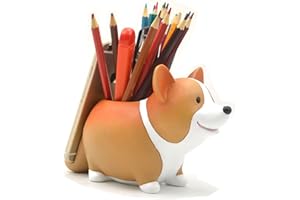 MONMOB Creative Cute Desk Accessories Corgi Pen Pencil Holder with Phone Stand Pen Cup Office Decor Home Office School Desk Decor Corgi Gift for Women Men
