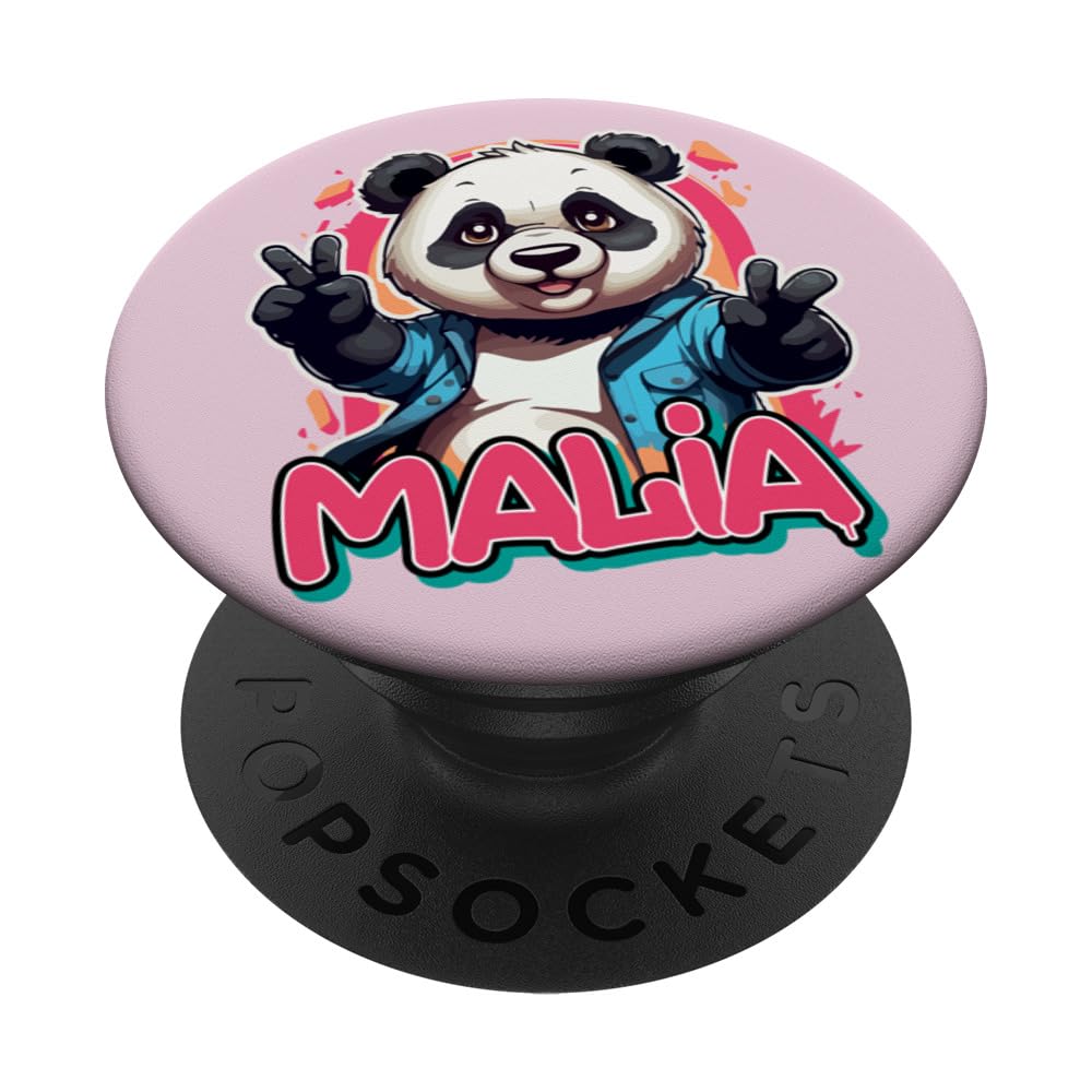 MALIA - Beautiful girl name with adorable Panda PopSockets Swappable PopGrip