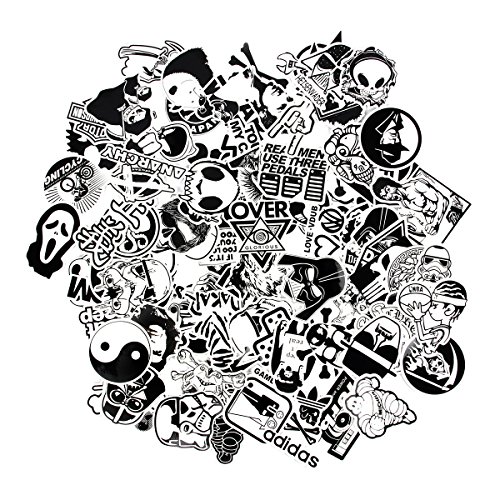 FNGEEN Laptop Stickers Black and White 100pcs Variety Vinyl Car Sticker Motorcycle Bicycle Luggage Decal Graffiti Patches Skateboard Cool Stickers for Laptop(Black and White)