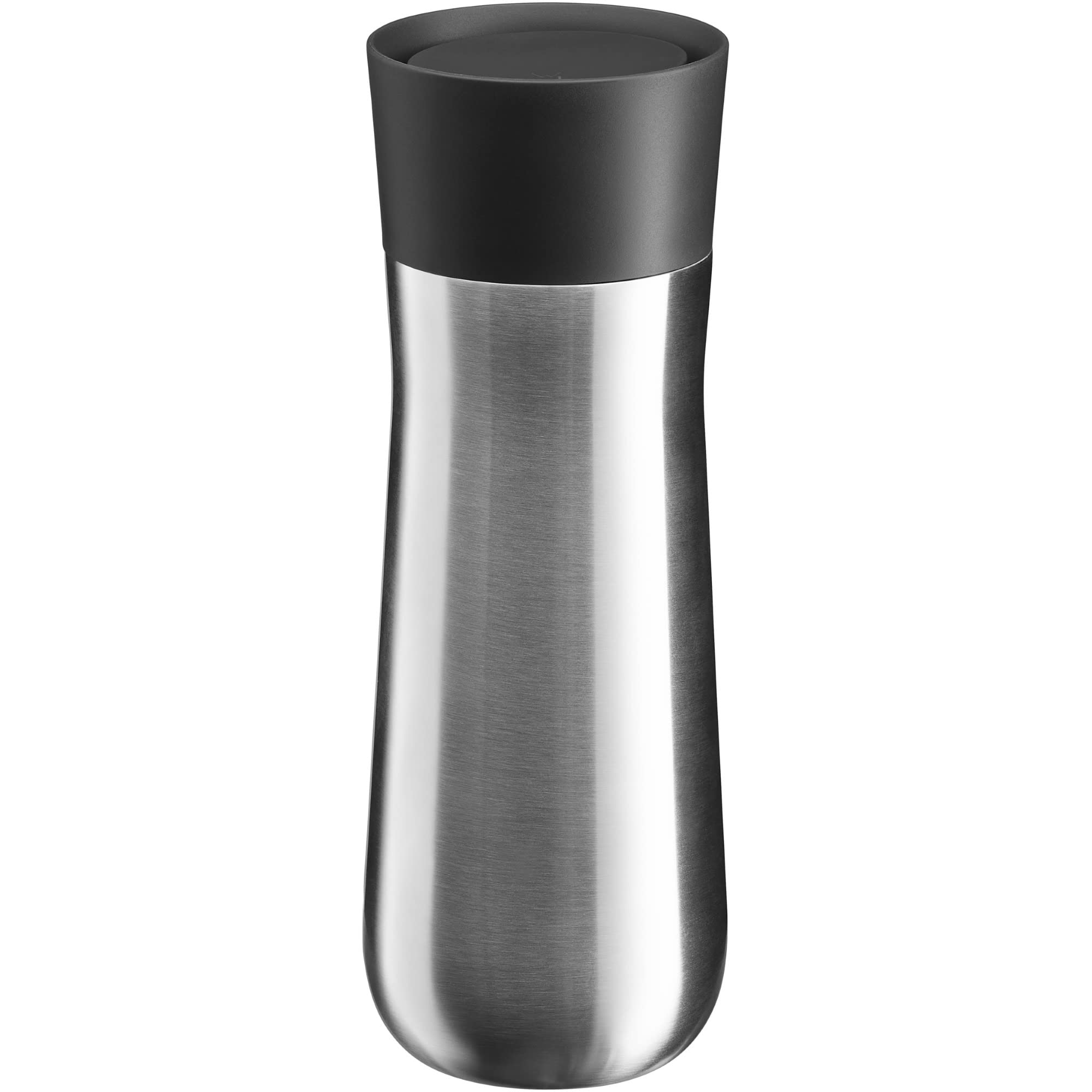 WMF Impulse Insulated Mug 350 ml, Thermal Mug with Automatic Closure, 360° Drinking Opening, Coffee Mug to Go Keeps Drinks Hot for 8 Hours/Cold 12 Hours, Silver