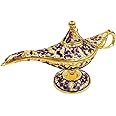 Hourwof Aladdin Genie Lamp Vintage Legend Aladdin Magic Lamp Wishing Light Arabian Costume Props Party Wedding Table Decoration Birthday Gift,Large Purple