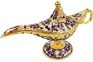 Hourwof Aladdin Genie Lamp Vintage Legend Aladdin Magic Lamp Wishing Light Arabian Costume Props Party Wedding Table Decoration Birthday Gift,Large Purple