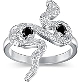 MONGAS Snake Ring 925 Sterling Silver Snake Rings for Women Vintage Snake Jewelry for Women