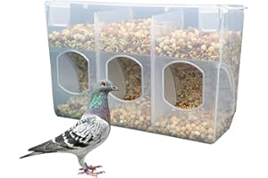 MdakeGo Automatic Pigeon Bird Feeder,1 Pack Quail Feeder Water, Plastic Slot Feeder for Cage, No Mess Hanging Parrot Feeder, Cage Accessories for Parakeet Quail Bird Chicken (3 Hole-Hook)
