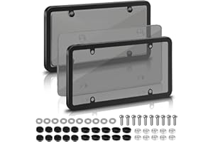 2 Pack License Plate Covers,License Plate Frames with Screw Caps,Licence Plate Protector (Smoked Bubble)