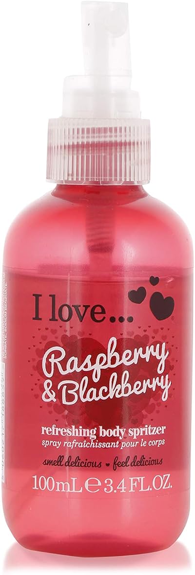 I LOVE Raspberry Blackberry Body Spritzer Natural Fruit Extracts Vegan 100ml