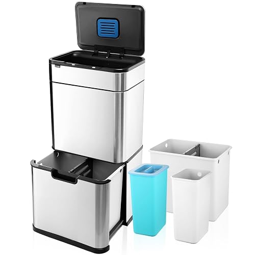 ELPHECO Stainless Steel Kitchen Trash Can 13 Gallon Motion Sensor ...