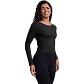 YIPINK Long Sleeve Workout Tops for Women Athletic Shirts Ultra Soft Quick Dry Backless Running Gym Yoga Shirt Black