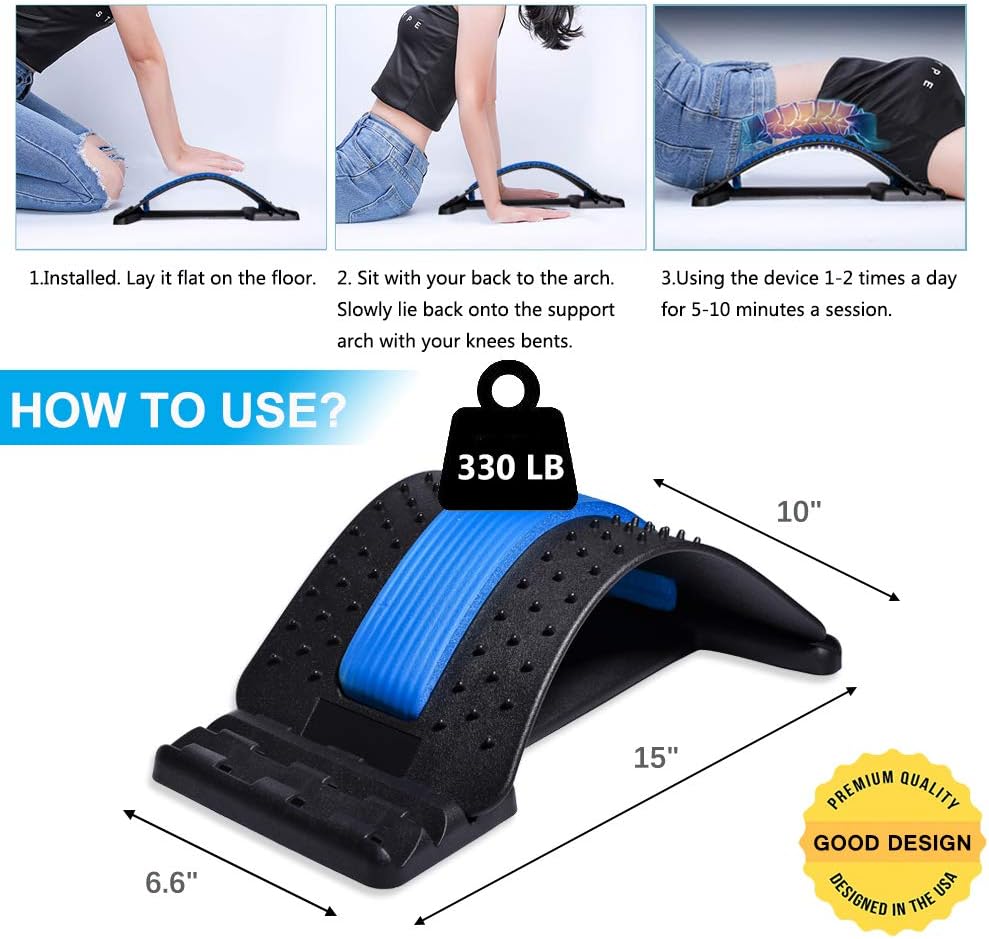 Back Stretcher, Lumbar Back Pain Relief Device, Multi-Level Back Massager Lumbar, Pain Relief for Herniated Disc, Sciatica, Scoliosis, Lower and Upper Back Stretcher Support: Industrial & Scientific