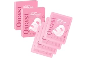 Quasi Collagen Glow Up Mask 2.0, Quasi Bio Collagen Face Mask, Firm Skin Deep Hydrating Masks for Wrinkle Reduction and Pore 