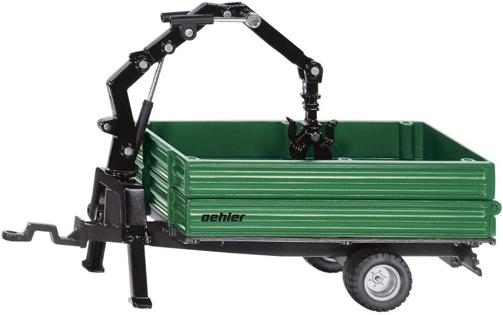 SIKU 2896, Oehler Kombiwagen, 1:32, Metall/Kunststoff, Grün, Inkl. aufgebautem Kran und 3 Aufsätzen