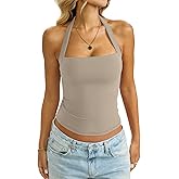 EasyGala Womens Double Lined Square Neck Halter Tank Sexy Backless Shirt Y2K Sleeveless Top Fitted Going Out Clothes2026