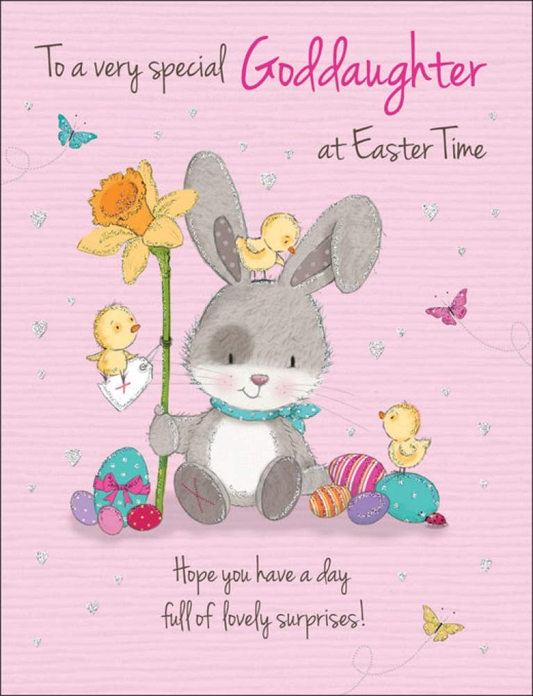 Piccadilly Greetings Traditional Easter Card Goddaughter - 8 x 6 inches,Pink
