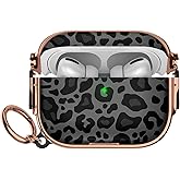 Maxjoy for Apple Airpods Pro 3 case(2025) Leopard with Safety Lock,Compatible Airpods Pro 3rd Generation case Cover,for Cute AirPods Pro Case Cheetah for Women Girly with Keychain-Black Leopard Print